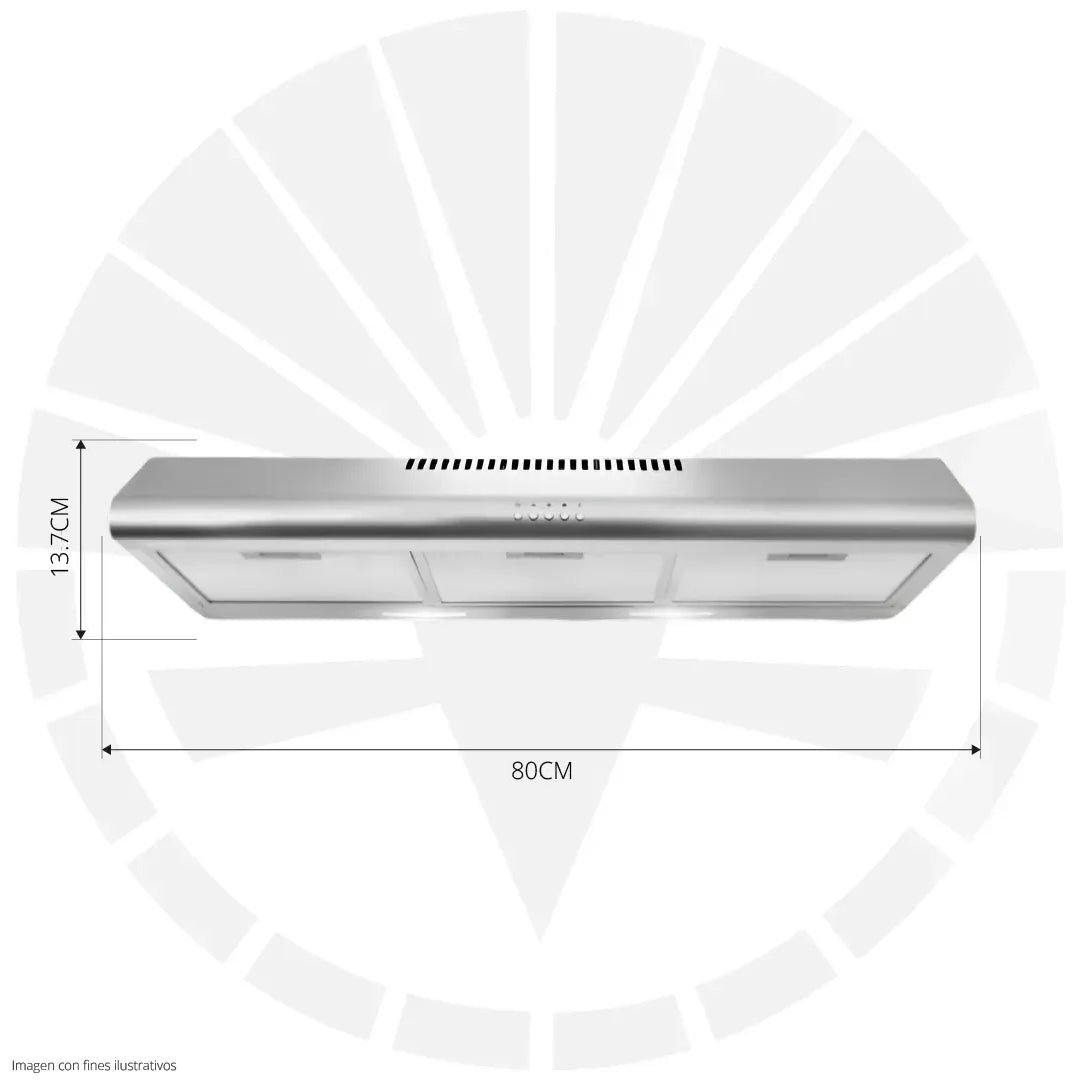 EXTRACTOR DE GRASA CON LUZ LED PLATEADO EN ACERO INOXIDABLE 3 VELOCIDADES 62CM X 34CM 110V ILUSFICRA