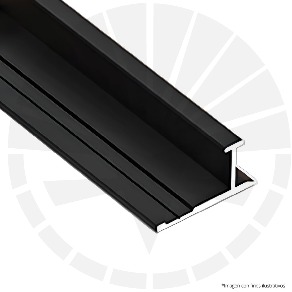 CANALETA ALUMINIO NEGRO 3MM PARA PVC TIPO L UNION AMBOS LADOS 3 METROS UV