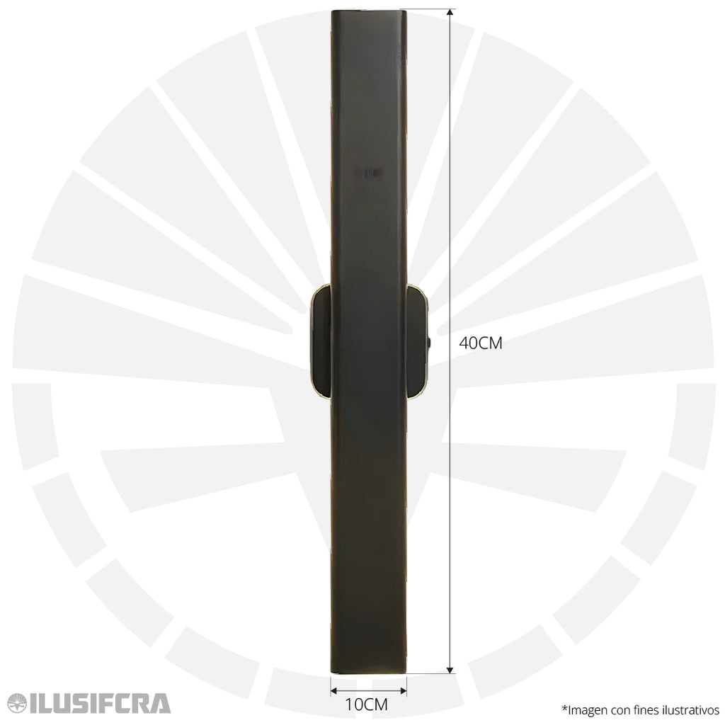 APLIQUE DE PARED INTERIOR 8079-400MM NEGRO 16W 3000K ILUSIFCRA