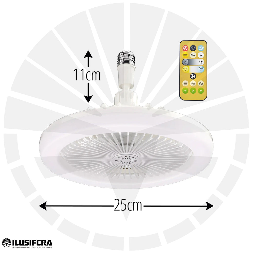 LAMPARA CON VENTILADOR OSCILANTE PARA TECHO E27 30W BLANCO ILUSIFCRA