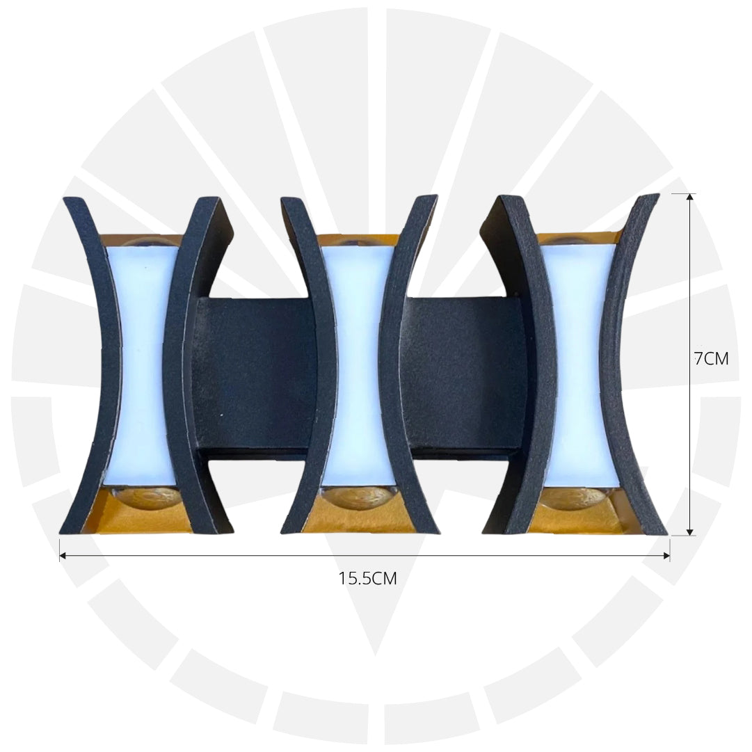 APLIQUE LED PARA PARED 3 LUCES OS-W111/6-12W BK+GD 6000K