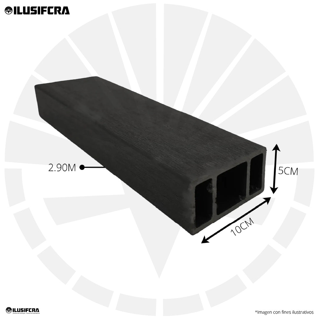 TUBO RECTANGULAR VIGA PVC ACABADO DECORATIVO BLACK DRAWING 50X100 IS010 X 2.90M PARA EXTERIOR