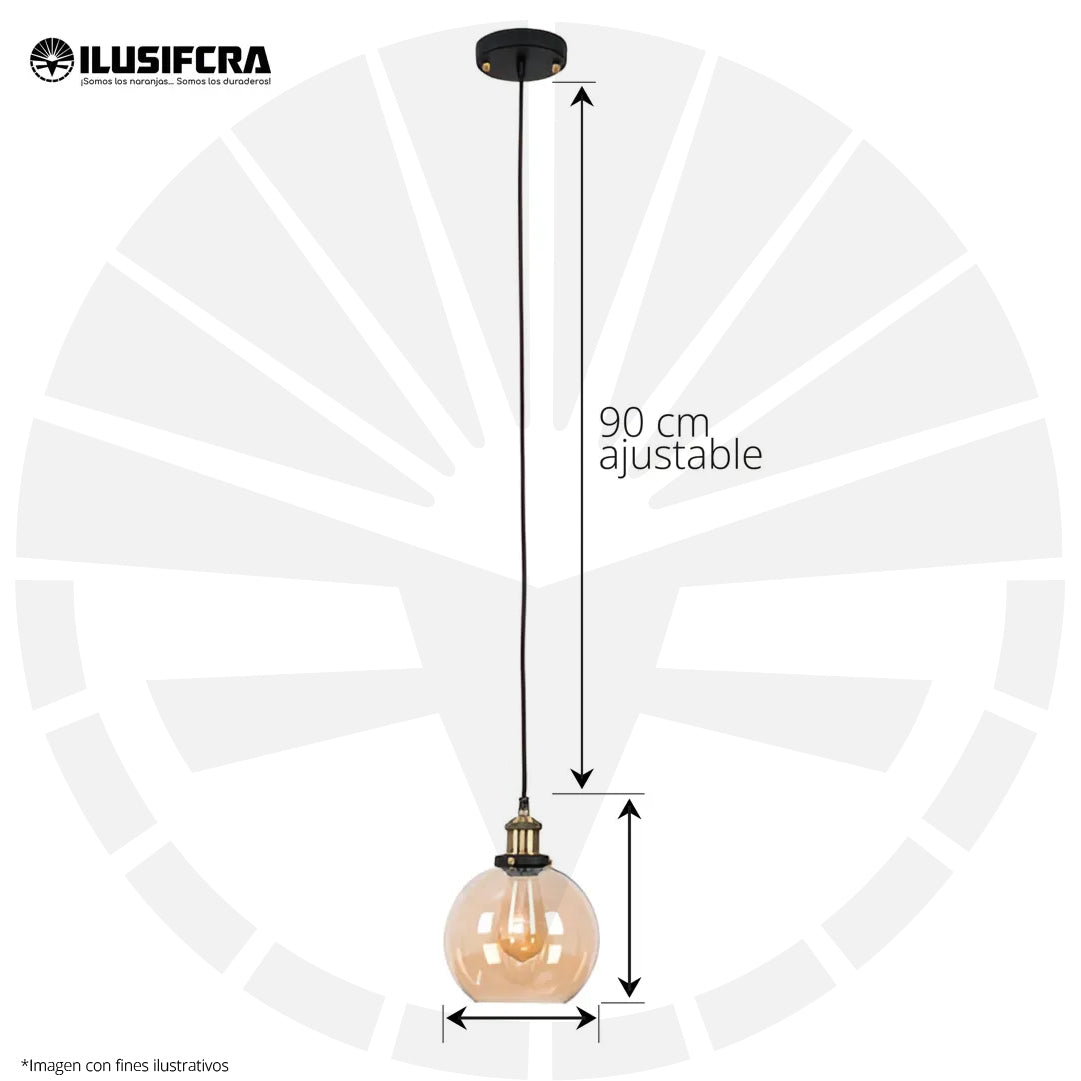 LÁMPARA COLGAR A122/3026-1 TIPO ESFERA VIDRIO