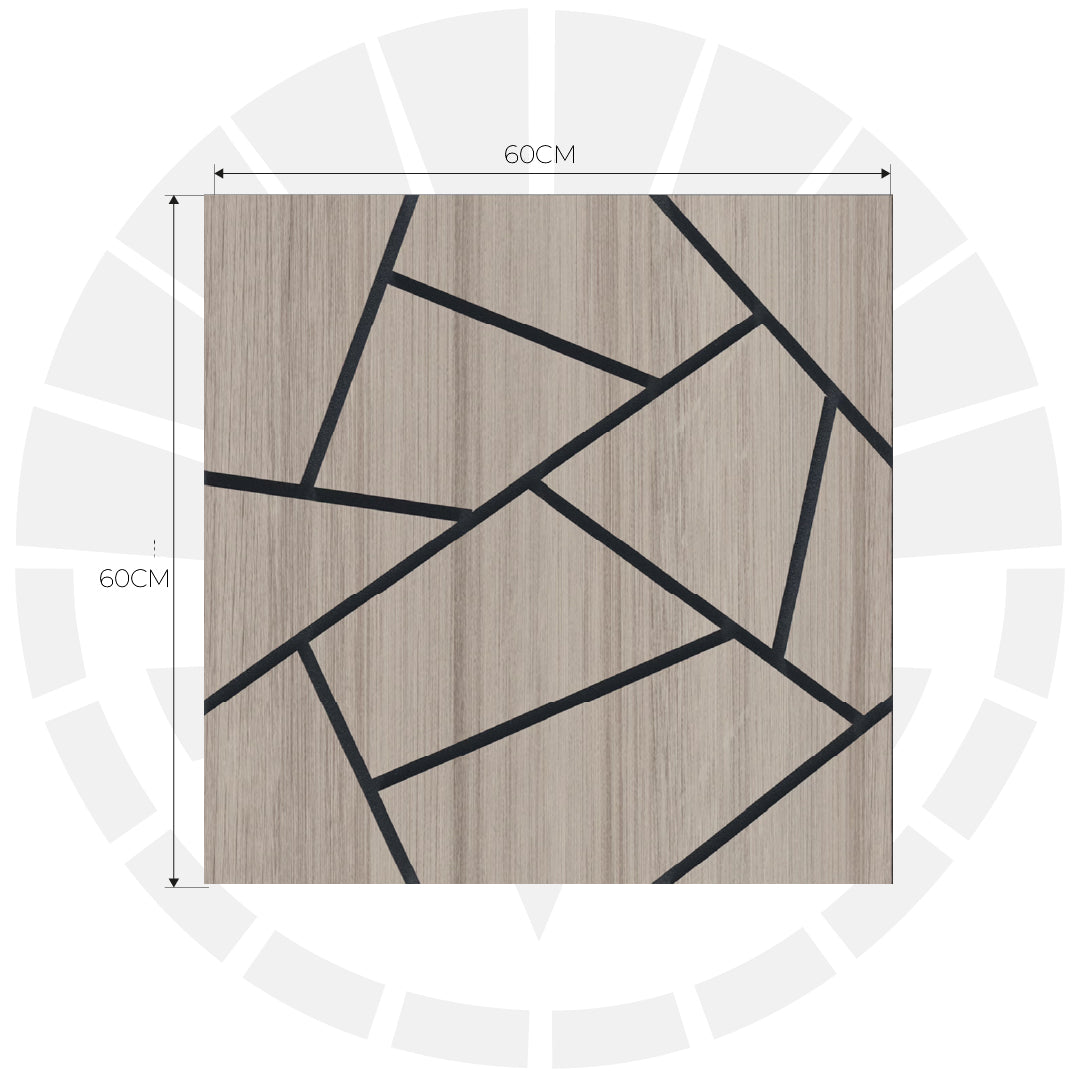 LÁMINA ACÚSTICA FIBRA DE POLIESTER P.E.S GREIGE MOSAICO 60CM X 60CM 17MM UNIDAD XYBZ-024A