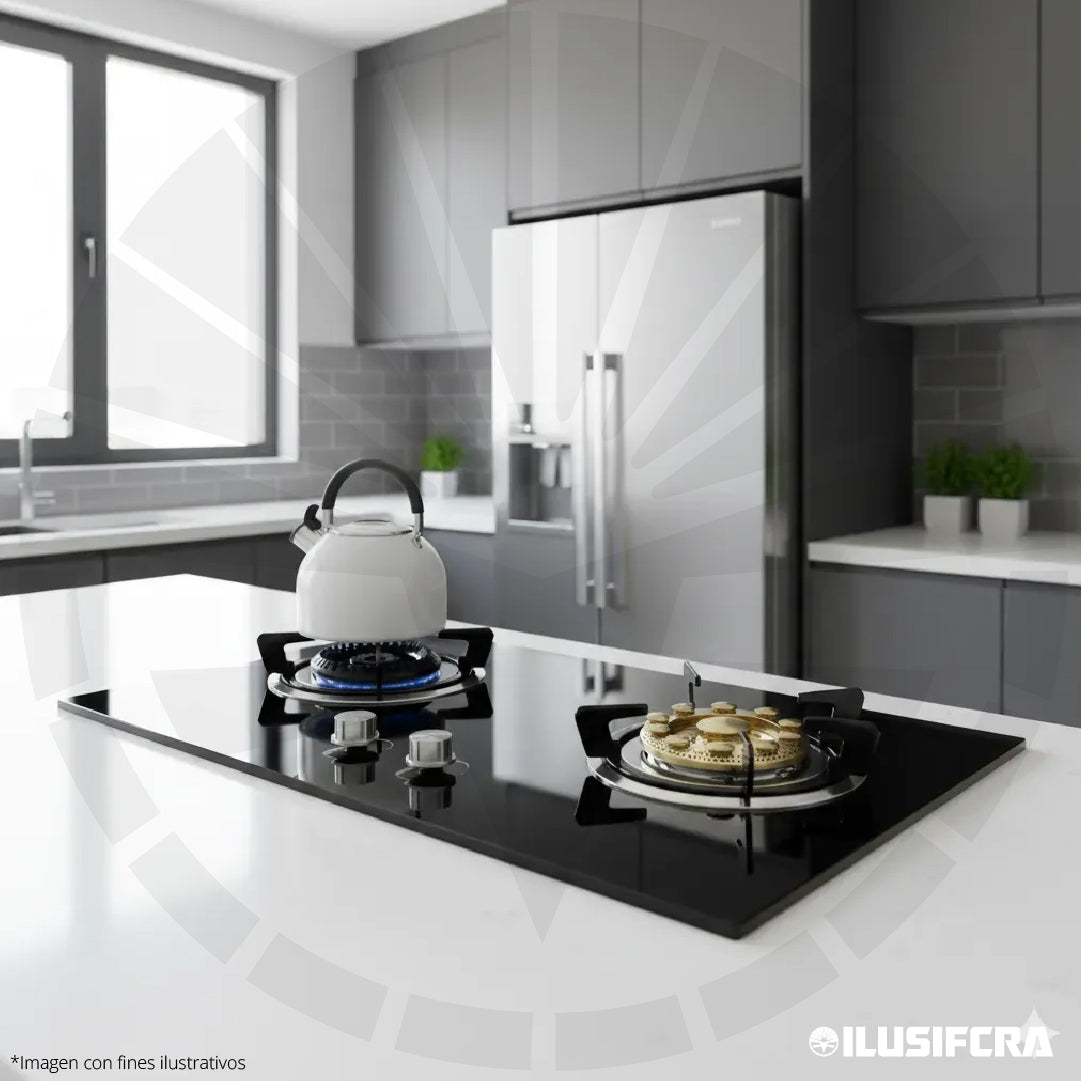 COCINA DE GAS 2 QUEMADORES VITROCERAMICA EXTRA FLAMA CHF 0014