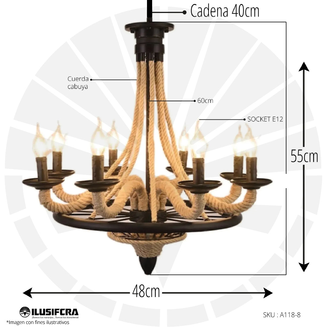 LÁMPARA COLGAR ESTRUCTURA METAL A118-8