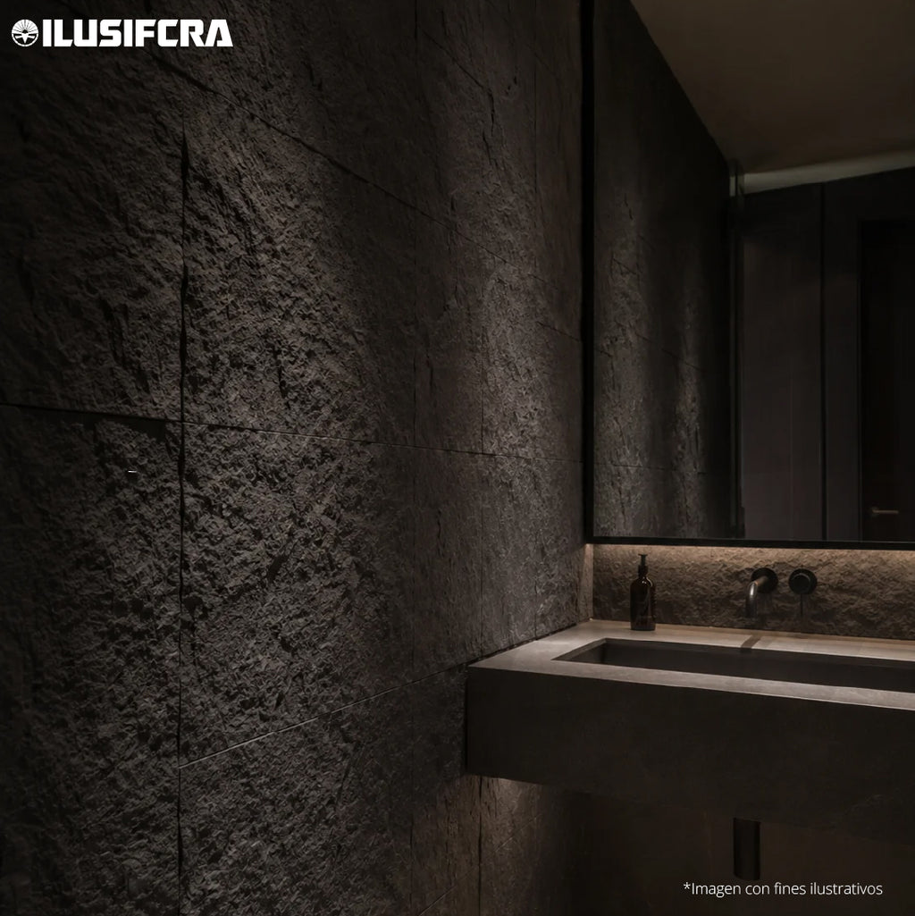 LÁMINA TEXTURA DE PIEDRA NEGRO PU-01-A P.U 60CM X 1.20M