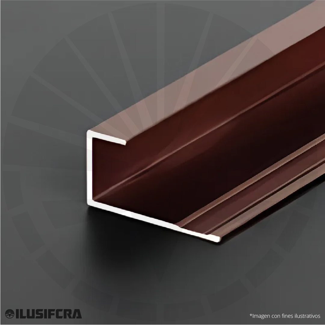 CANALETA ALUMINIO BRONCE 5MM PARA CARBONIZADA TIPO L UNION UN LADO 3 METROS