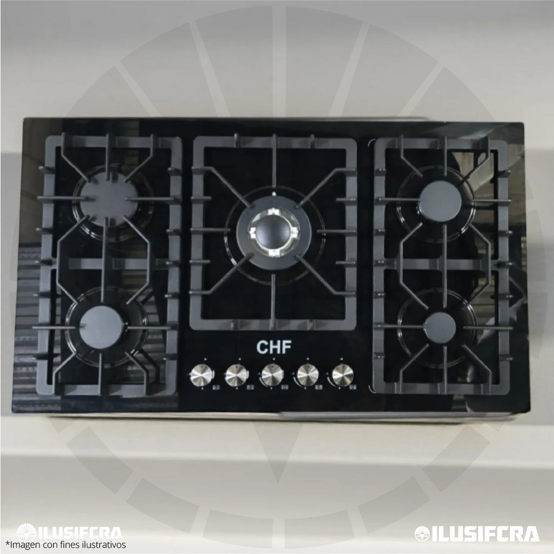 COCINA DE GAS 5 QUEMADORES VITROCERÁMICA CHF 0016