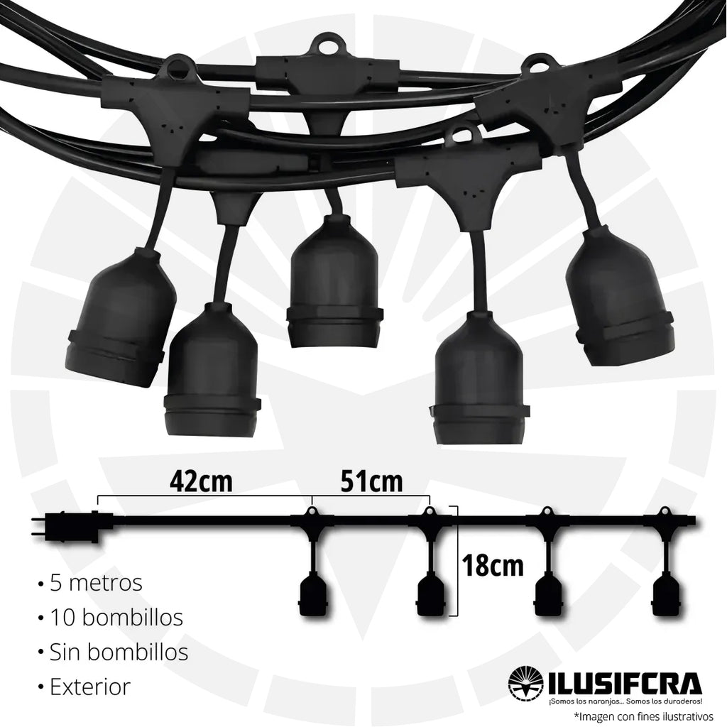EXTENSIÓN 5MT PARA BOMBILLOS ILUSIFCRA
