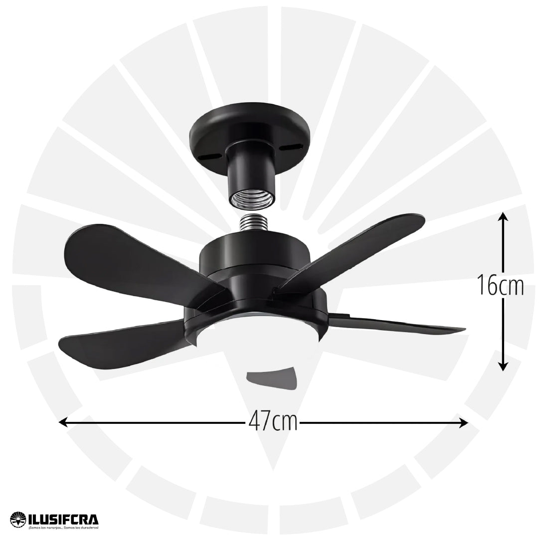 LAMPARA CON VENTILADOR OSCILANTE PARA TECHO E27 40W 18" NEGRO ILUSIFCRA