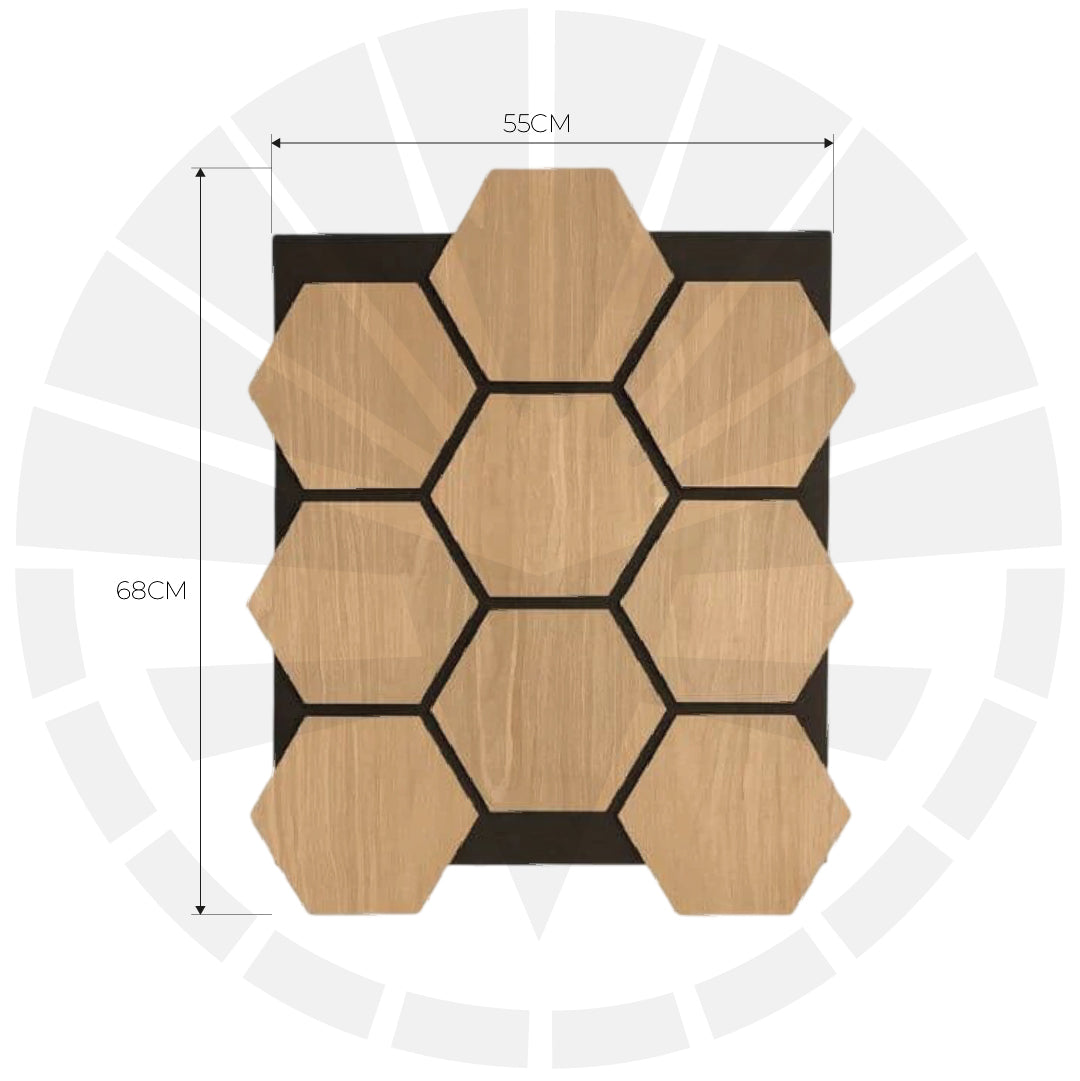 LÁMINA ACÚSTICA FIBRA DE POLIESTER P.E.S BEIGE HEXAGONAL 55CM X 68CM 17MM UNIDAD XYBS-014A