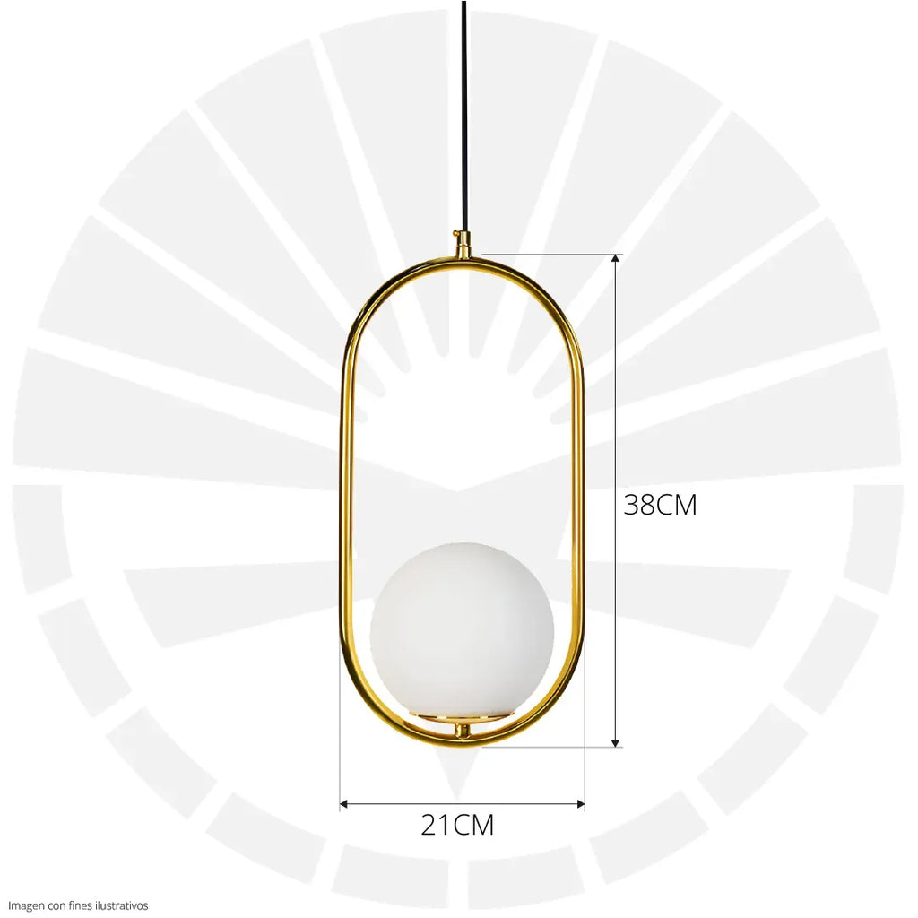 LÁMPARA COLGAR DISEÑO ITALIANO CON ARO DORADO 2006-1