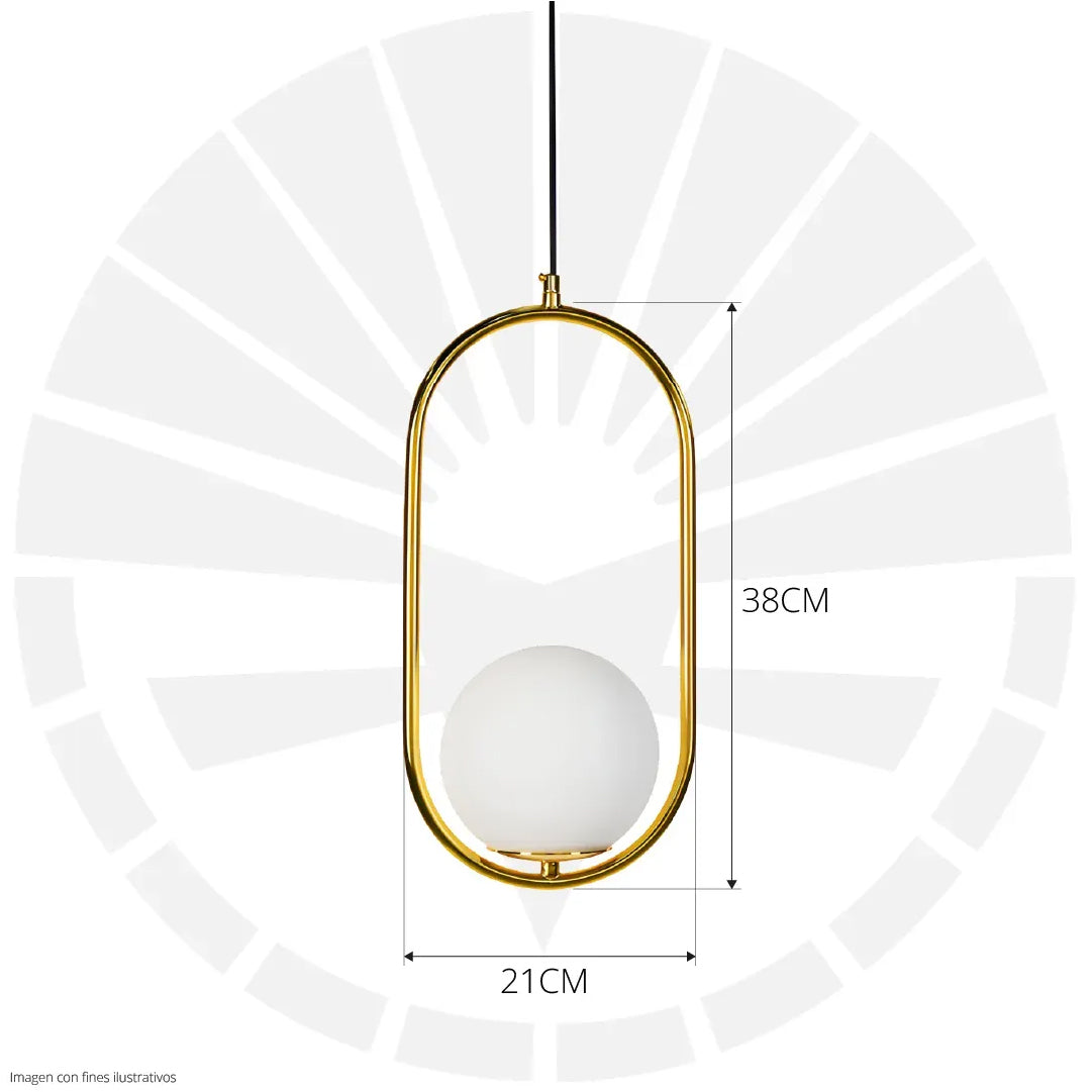 LÁMPARA COLGAR DISEÑO ITALIANO CON ARO DORADO 2006-1