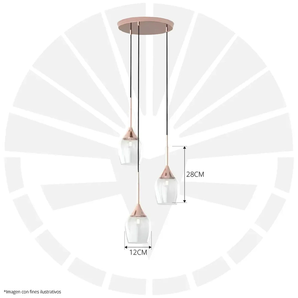 LÁMPARA DE COLGAR MINIMALISTA 3 COPAS DE VIDRIO 2805-3A