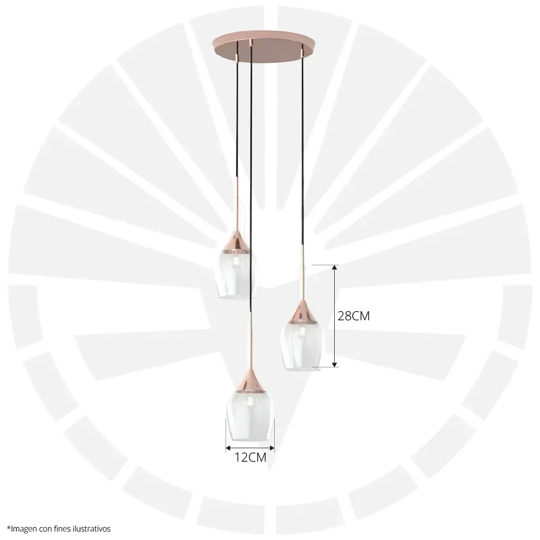 LÁMPARA DE COLGAR MINIMALISTA 3 COPAS DE VIDRIO 2805-3A