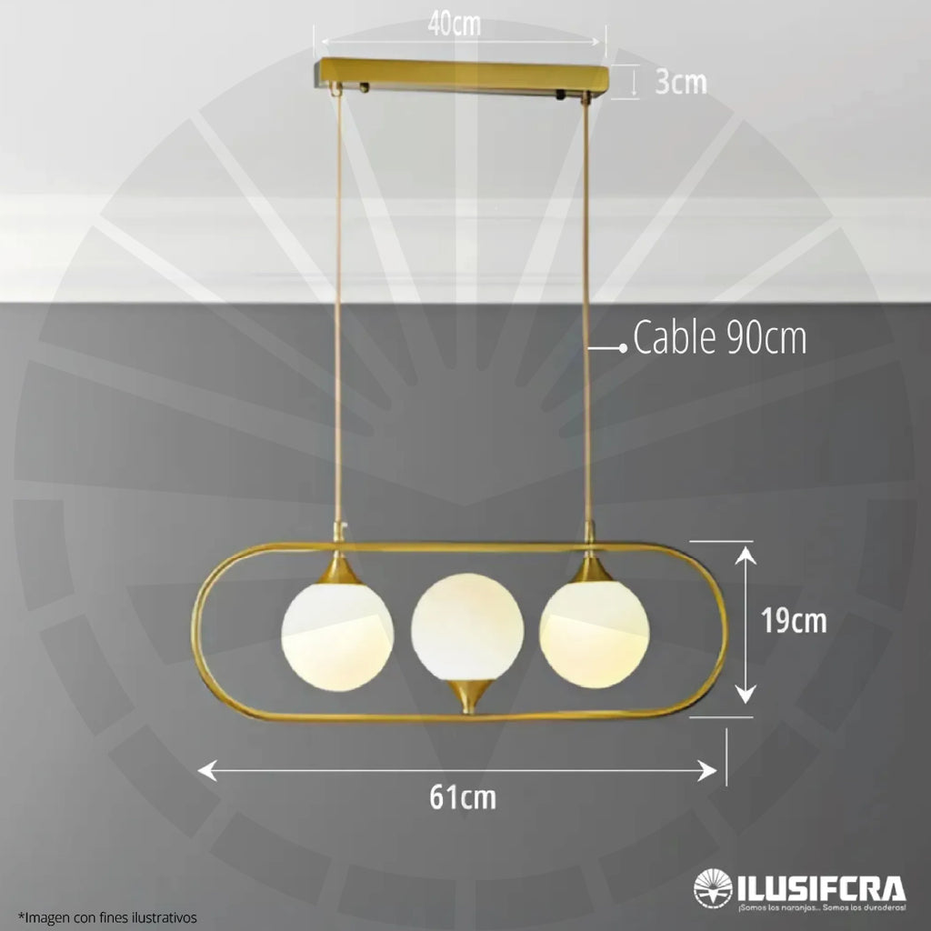LÁMPARA COLGAR 3108-3 ESTILO ITALIANA 3 ESFERAS