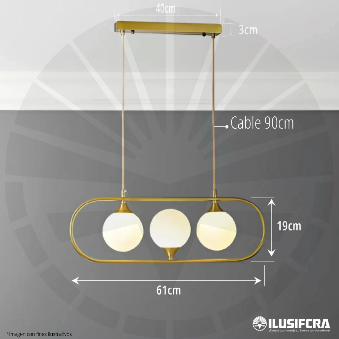 LÁMPARA COLGAR 3108-3 ESTILO ITALIANA 3 ESFERAS
