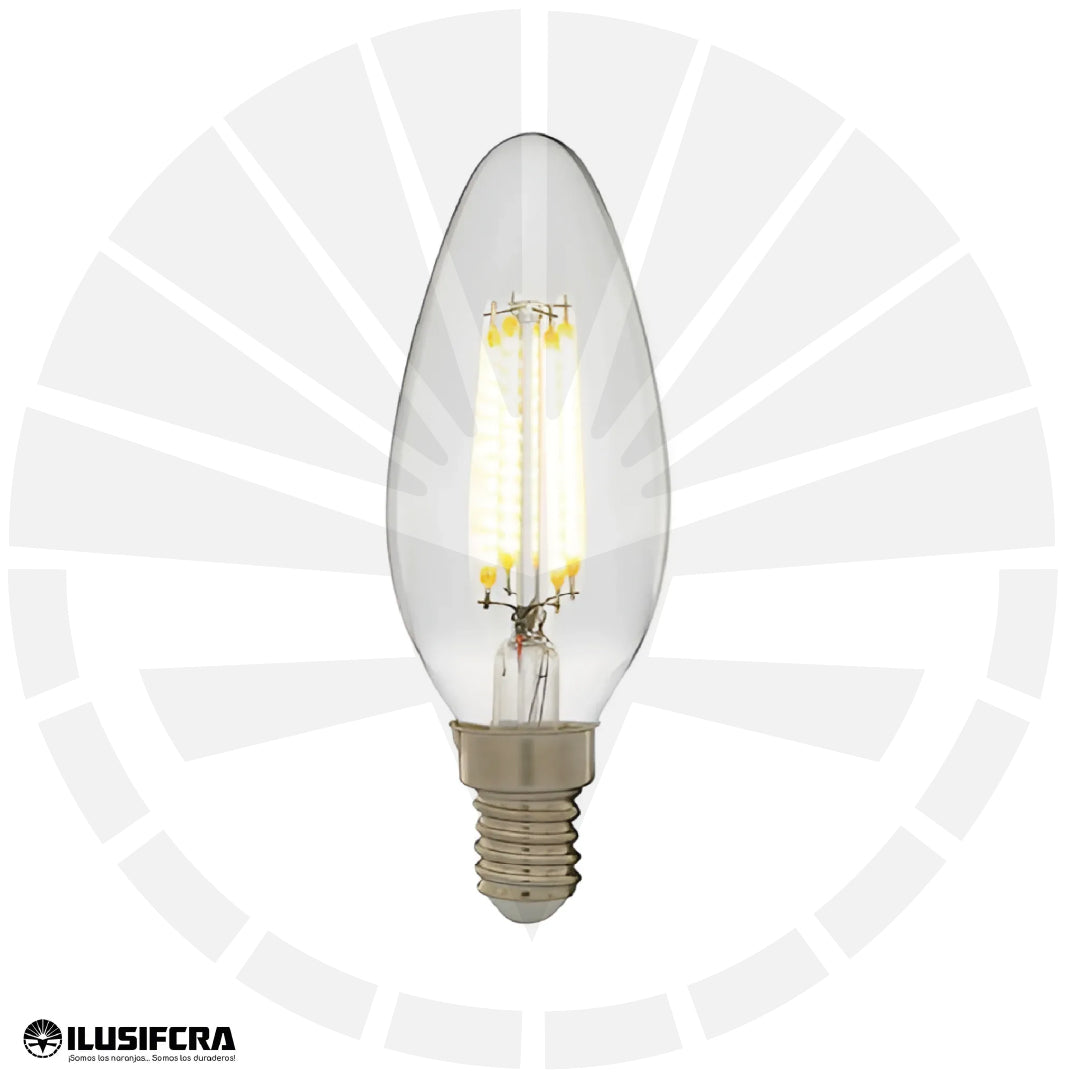 BOMBILLO E27 VELA TRANSPARENTE BLANCO ILUSIFCRA