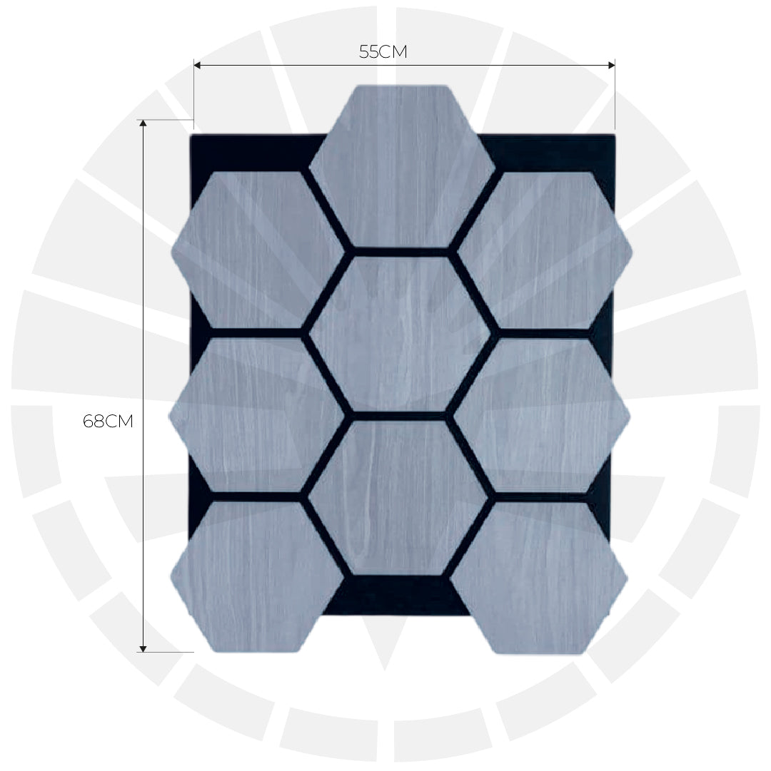 LÁMINA ACÚSTICA FIBRA DE POLIESTER P.E.S GRIS HEXAGONAL 55CM X 68CM 17MM UNIDAD XYBS-014B