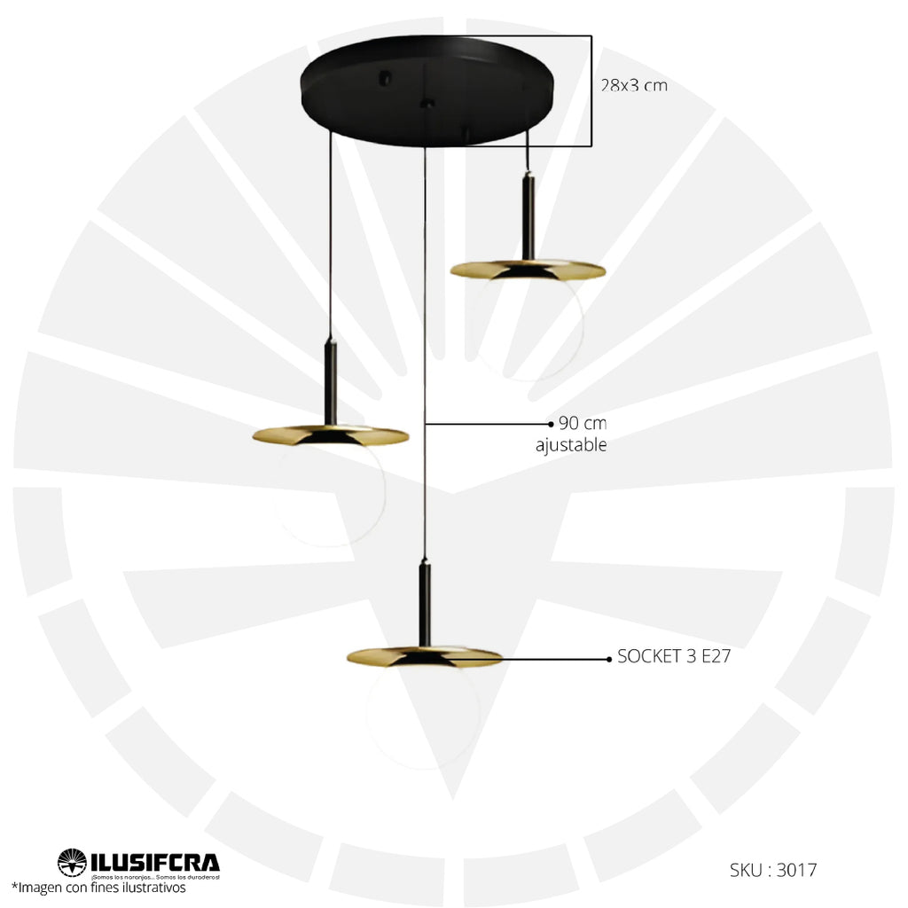 LÁMPARA DE COLGAR 3 ESFERAS MINIMALISTAS 3017