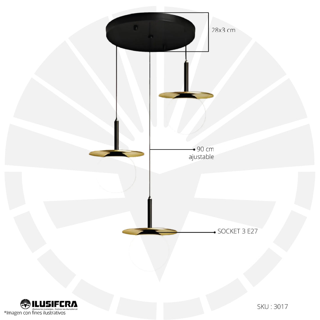 LÁMPARA DE COLGAR 3 ESFERAS MINIMALISTAS 3017