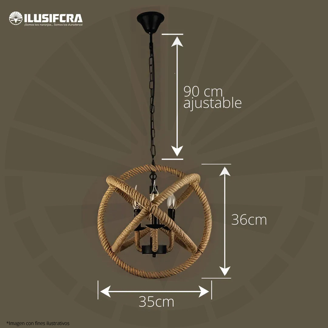 LÁMPARA COLGAR RÚSTICA MS073 / XZF-3535