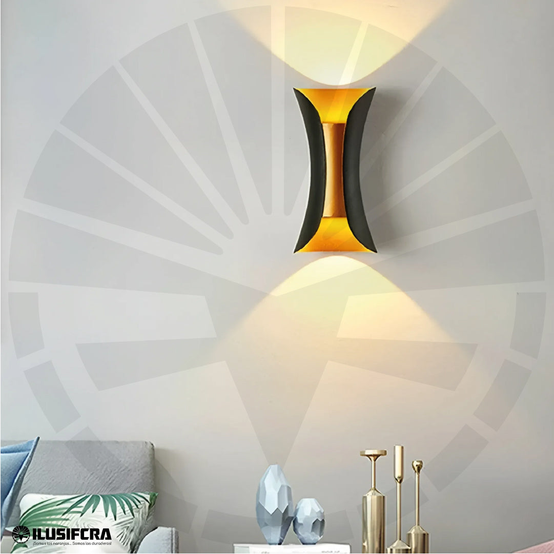 APLIQUE LED PARA PARED 2 LUCES OS-W23-10W BK+GD 8990 3000K