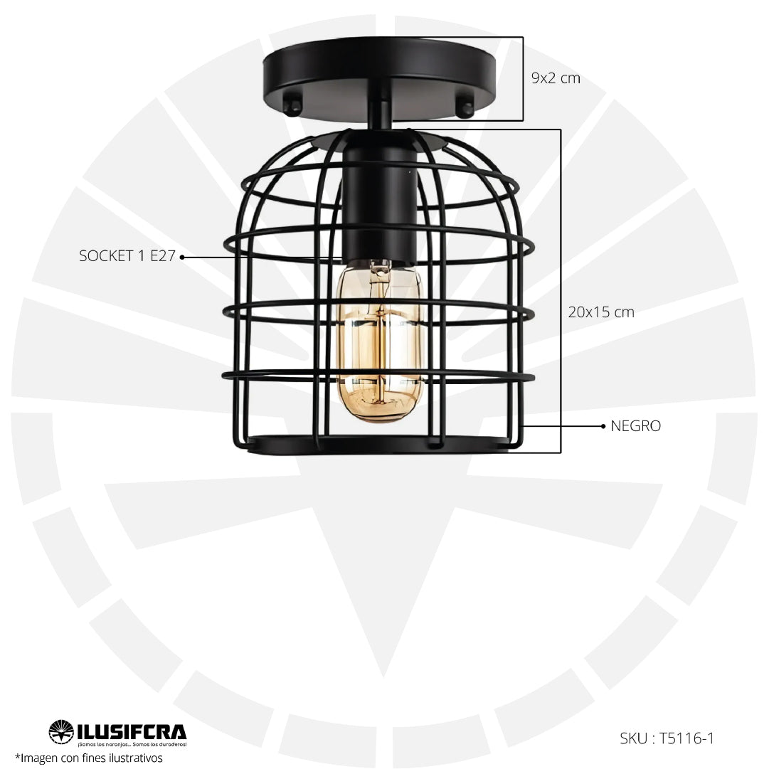 LÁMPARA DE COLGAR T5116-1 RÚSTICO