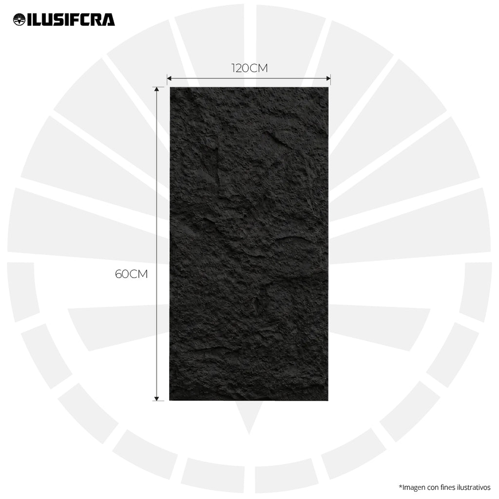 LÁMINA TEXTURA DE PIEDRA NEGRO PU-01-A P.U 60CM X 1.20M