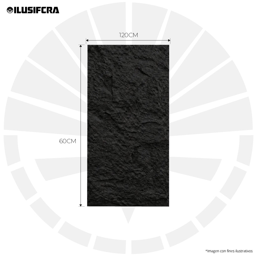 LÁMINA TEXTURA DE PIEDRA NEGRO PU-01-A P.U 60CM X 1.20M