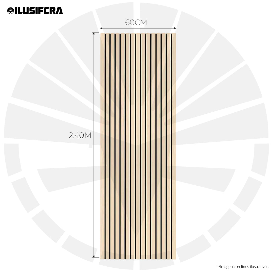 LÁMINA ACÚSTICA FIBRA DE POLIESTER P.E.S ACANALADA GREIGE 2.40MT X 60CM 17MM UNIDAD K7030-A189