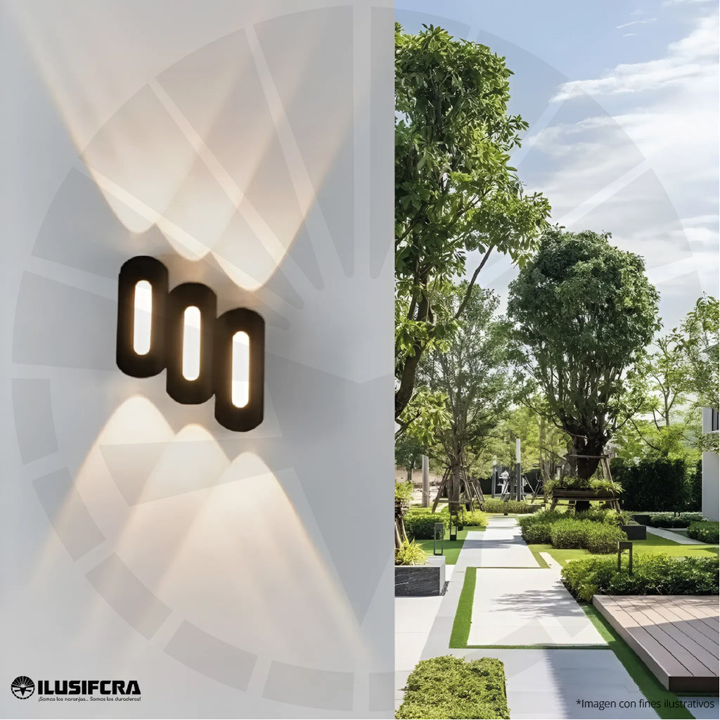 APLIQUE LED PARA PARED 3 LUCES OS-W207/6-9W NEGRO 6000k