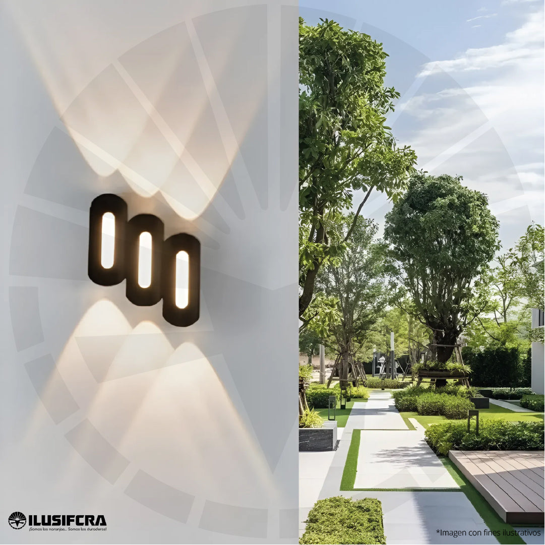 APLIQUE LED PARA PARED 3 LUCES OS-W207/6-9W NEGRO 6000k
