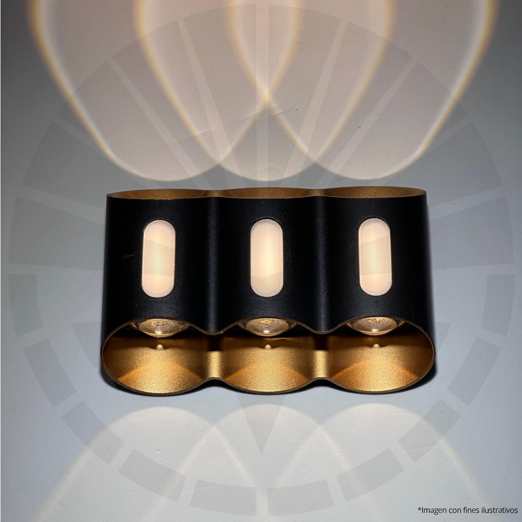 APLIQUE LED PARA PARED 3 LUCES OS-W248-9W BK+GD 6000K