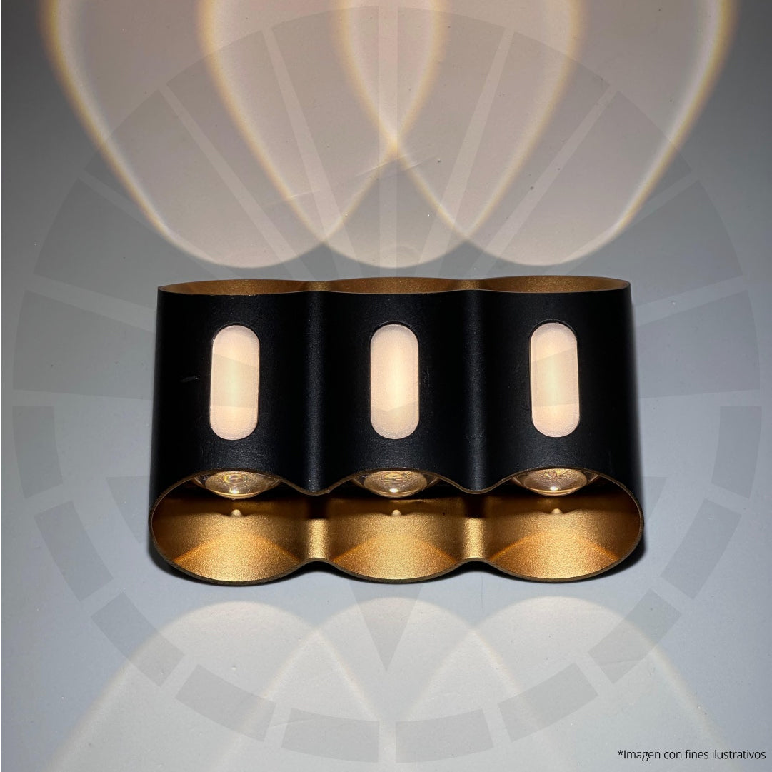 APLIQUE LED PARA PARED 3 LUCES OS-W248-9W BK+GD 6000K