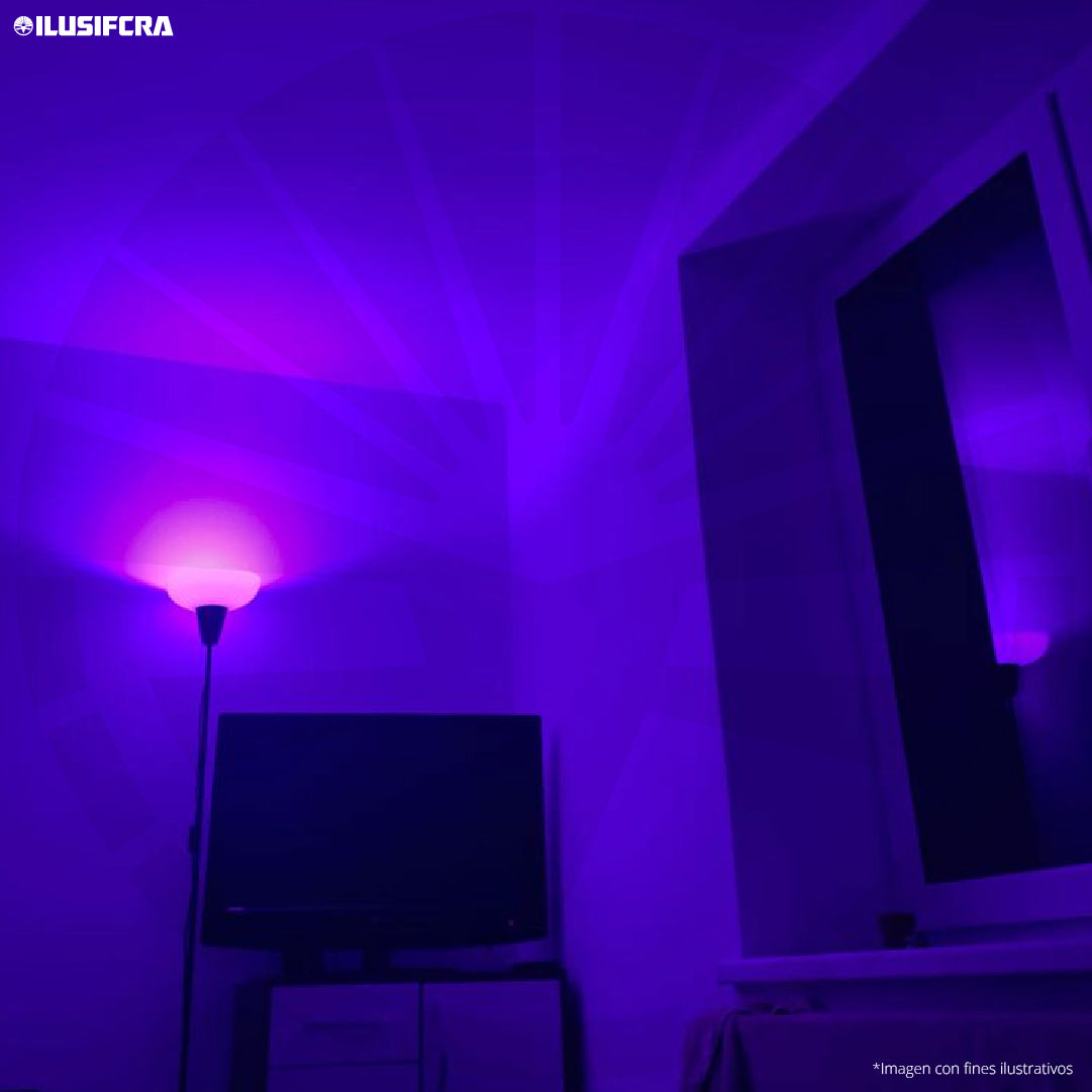 BOMBILLO LED A60 REDONDO LUZ VIOLETA 10W/120V ILUSIFCRA