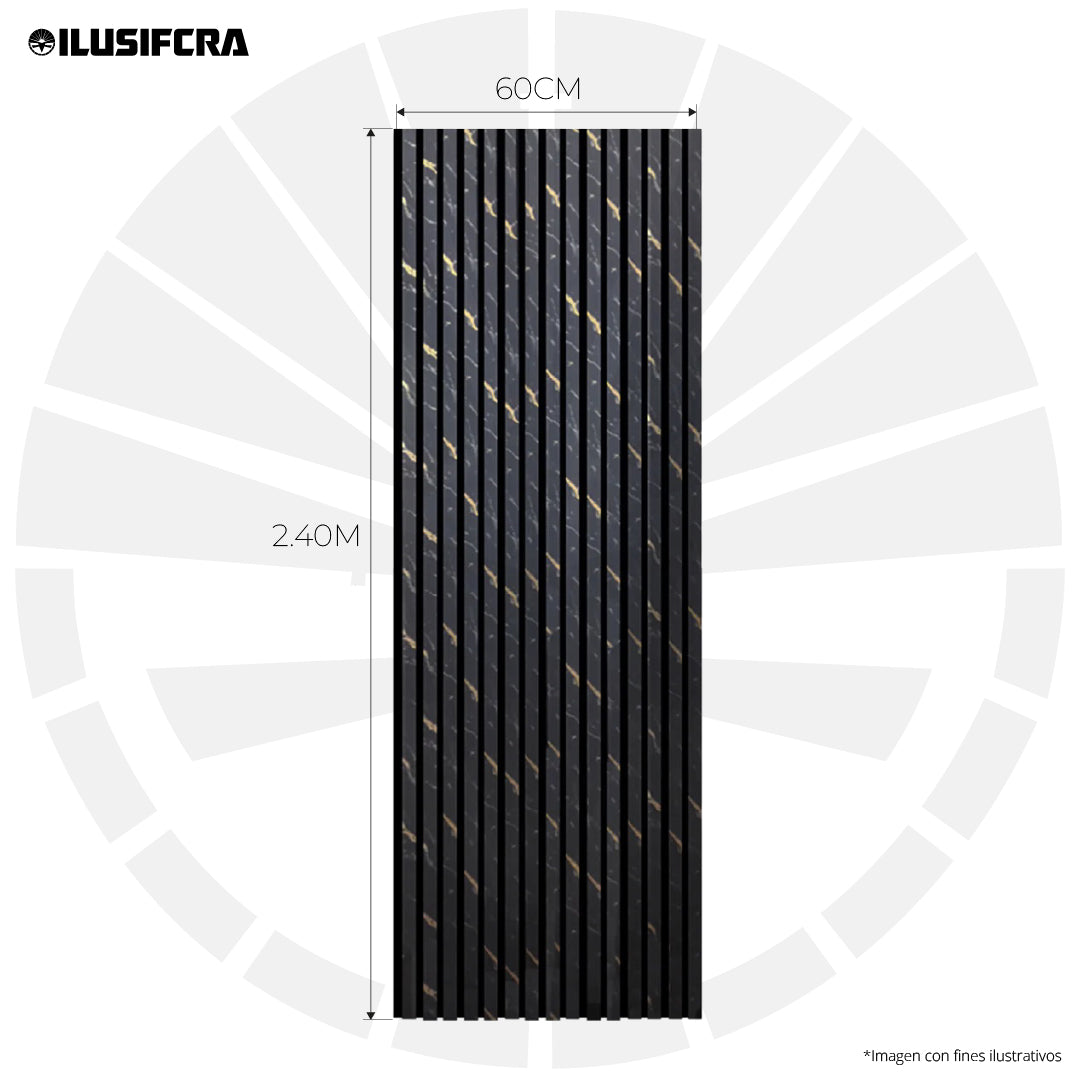 LÁMINA ACÚSTICA FIBRA DE POLIESTER P.E.S ACANALADA NEGRO BETA 2.40MT X 60CM 17MM UNIDAD XYBCT-001B