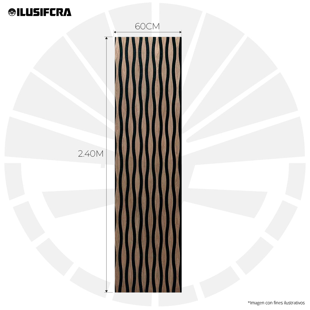 LÁMINA ACÚSTICA FIBRA DE POLIESTER P.E.S CORTINA BEIGE 2.40MT X 60CM 17MM UNIDAD XYBCT-005A