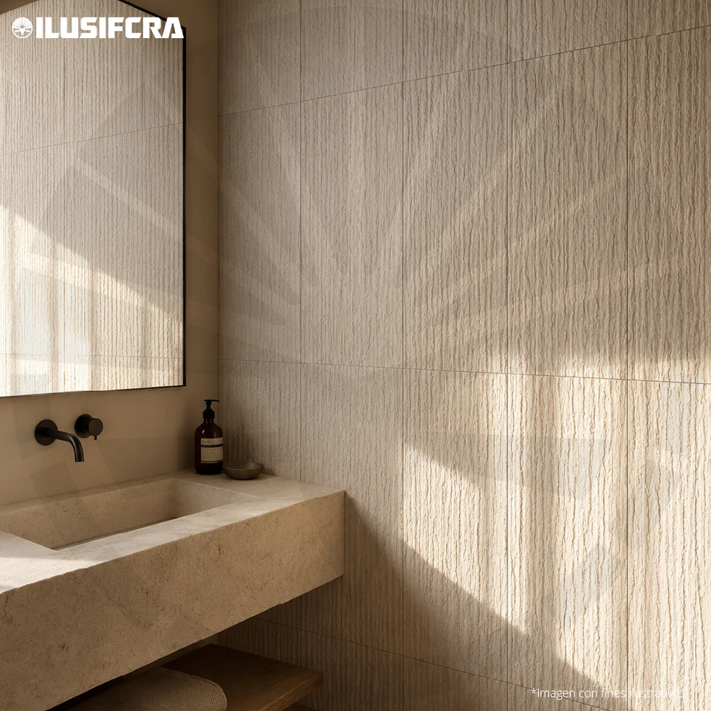 LÁMINA TEXTURA DE PIEDRA TUBULAR BLANCO PU-10-A P.U 60CM X 1.20M