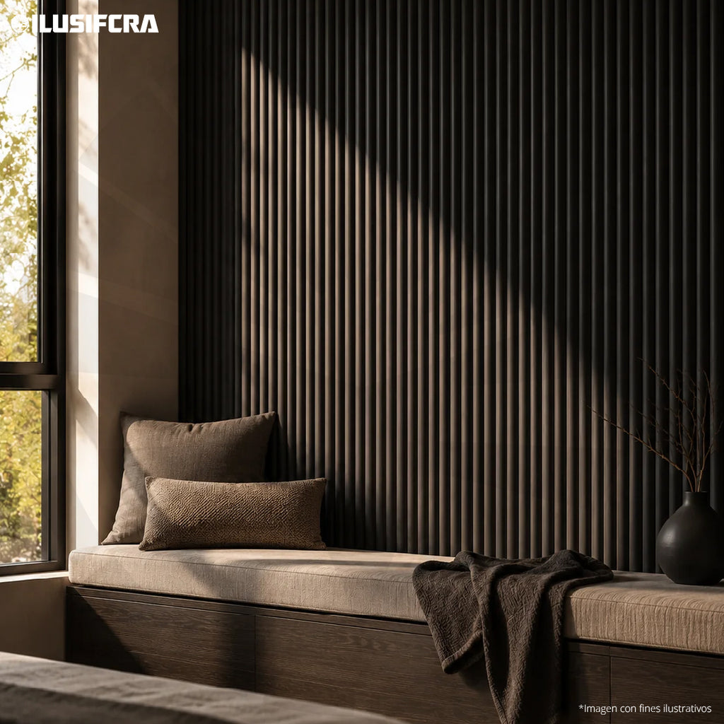 LÁMINA ACANALADA PLACOVE 180 WPC BLACK DRAWING EV-071 18CM X 2.90M