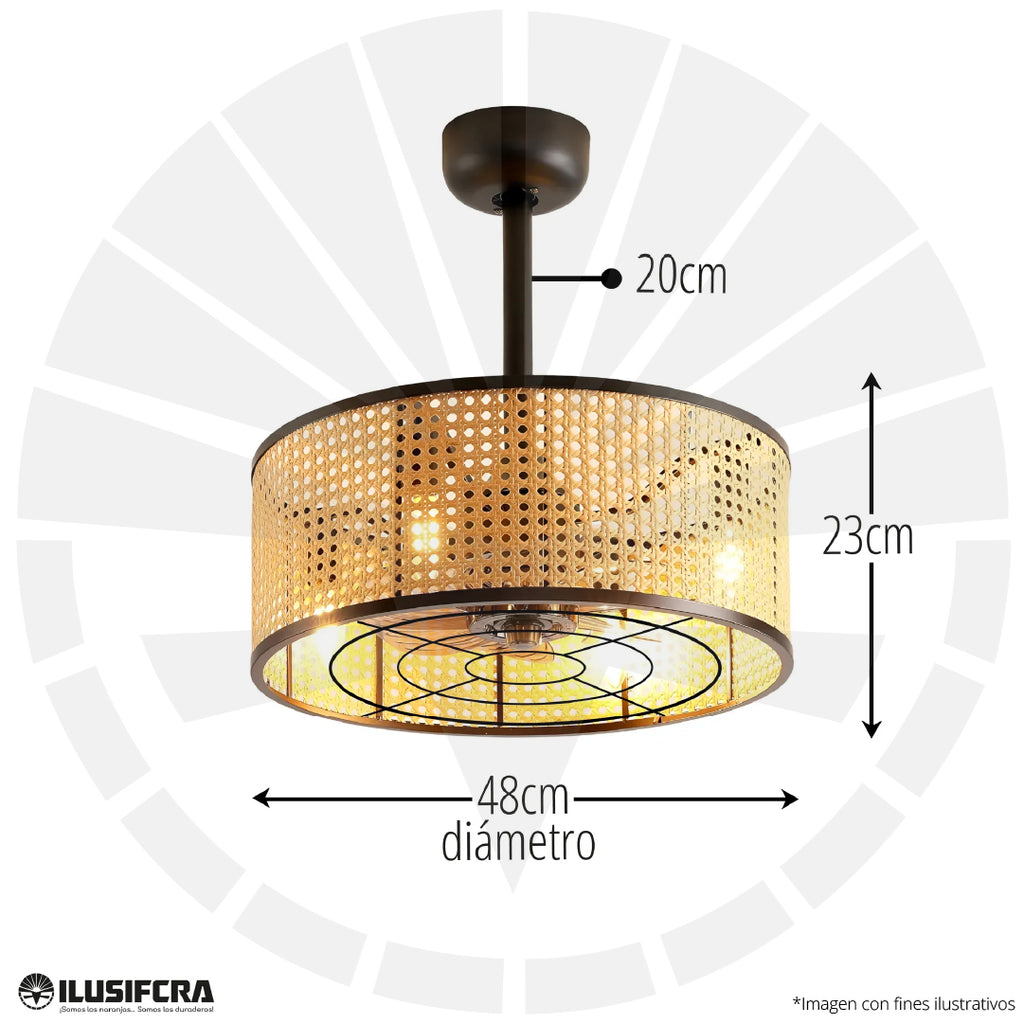 VENTILADOR DE TECHO CON LAMPARA RUSTICO D603