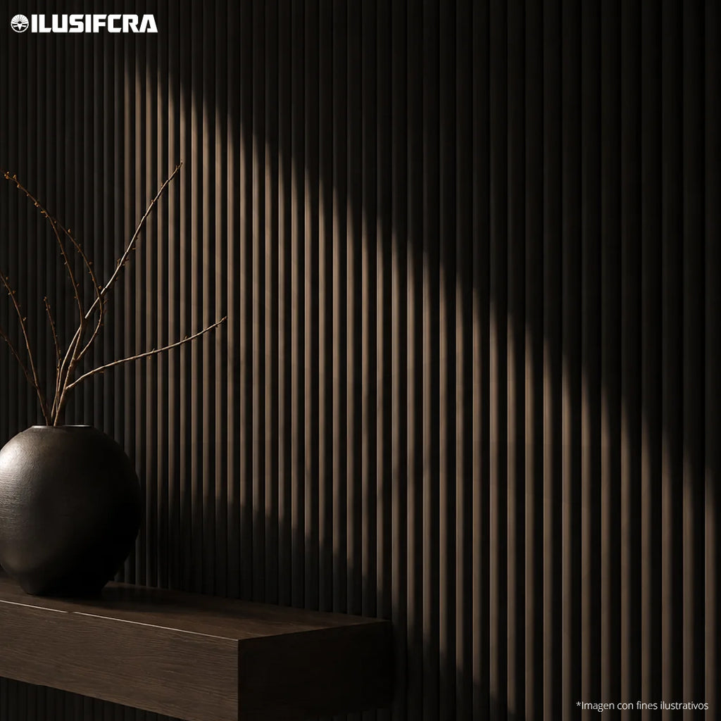 LÁMINA ACANALADA PLACOVE 180 WPC BLACK DRAWING EV-071 18CM X 2.90M
