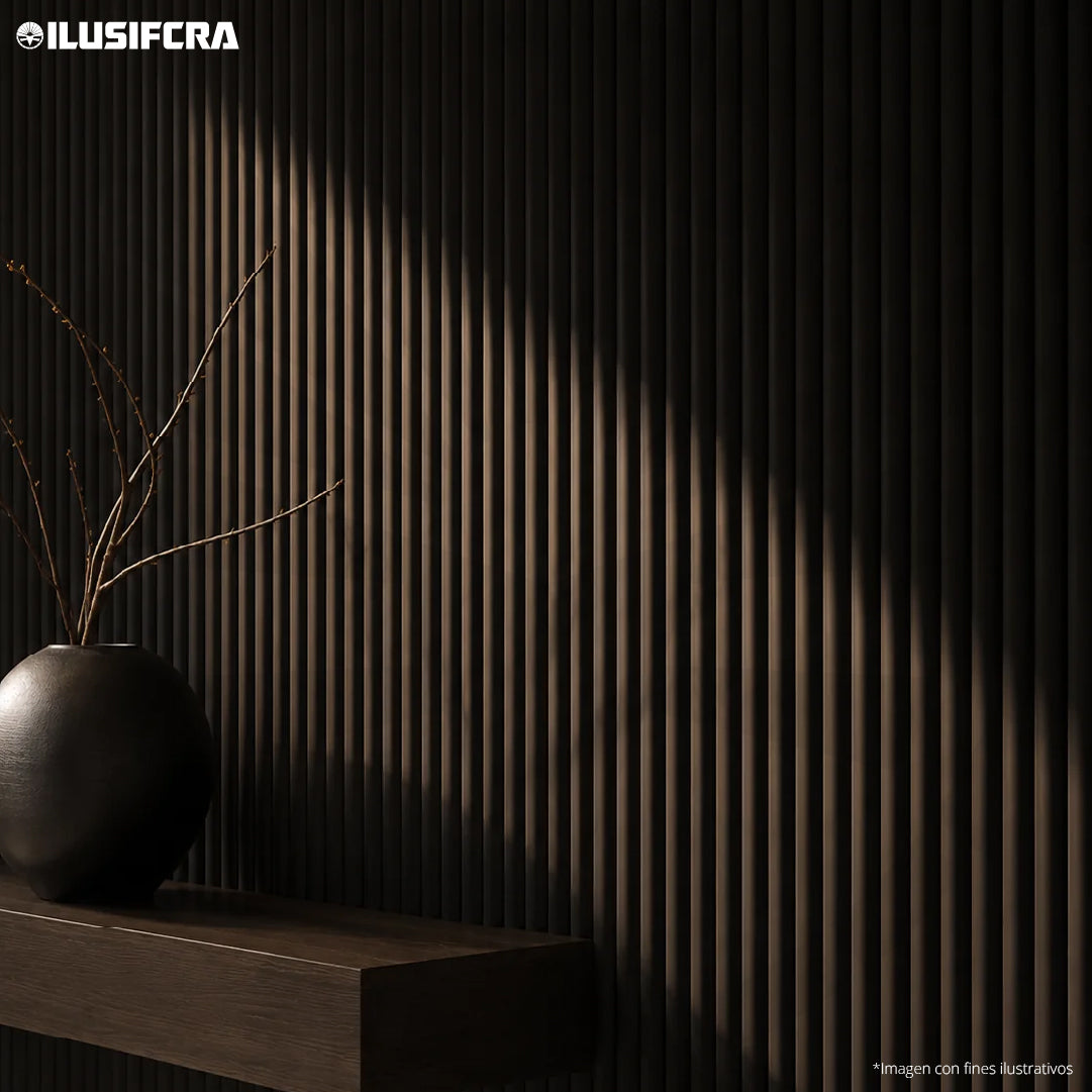 LÁMINA ACANALADA PLACOVE 180 WPC BLACK DRAWING EV-071 18CM X 2.90M