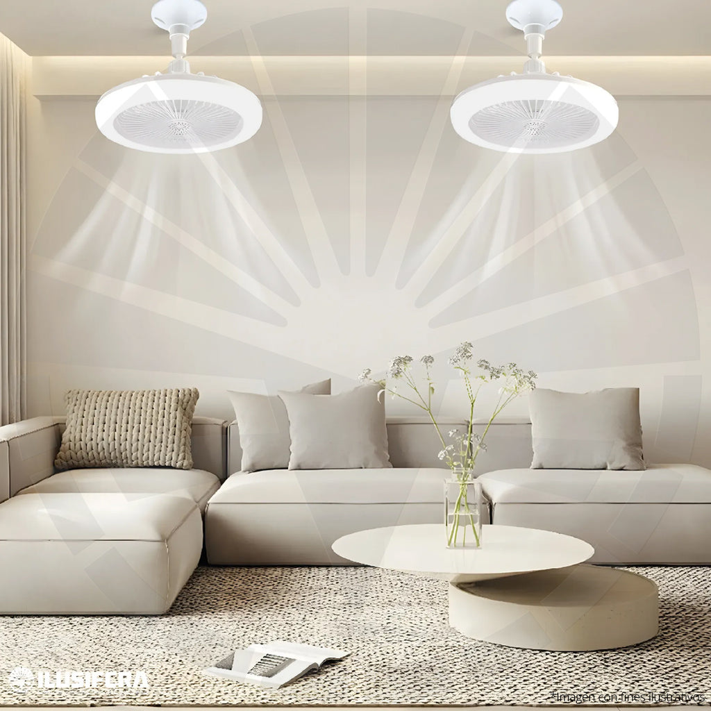 LAMPARA CON VENTILADOR OSCILANTE PARA TECHO E27 30W ILUSIFCRA