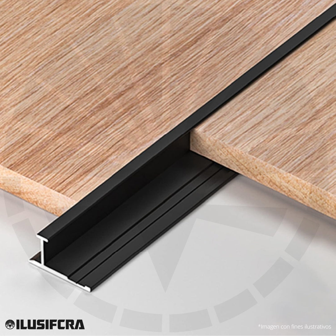 CANALETA ALUMINIO NEGRO 5MM PARA CARBONIZADA TIPO L UNION AMBOS LADOS 3 METROS