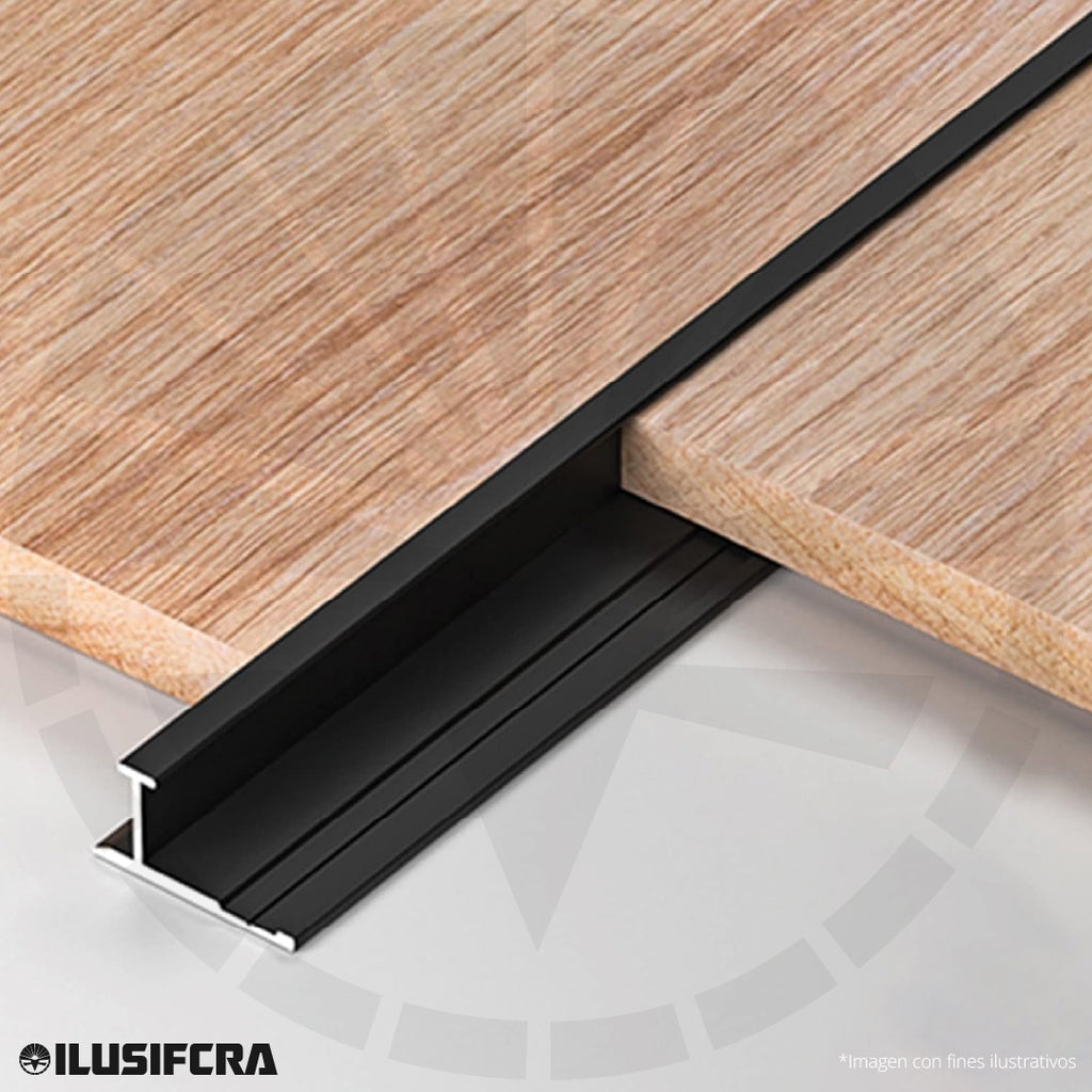 CANALETA ALUMINIO NEGRO 3MM PARA PVC TIPO L UNION AMBOS LADOS 3 METROS UV