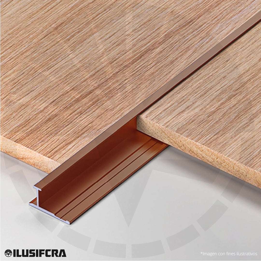 CANALETA ALUMINIO BRONCE 5MM PARA CARBONIZADA TIPO L UNION AMBOS LADOS 3 METROS