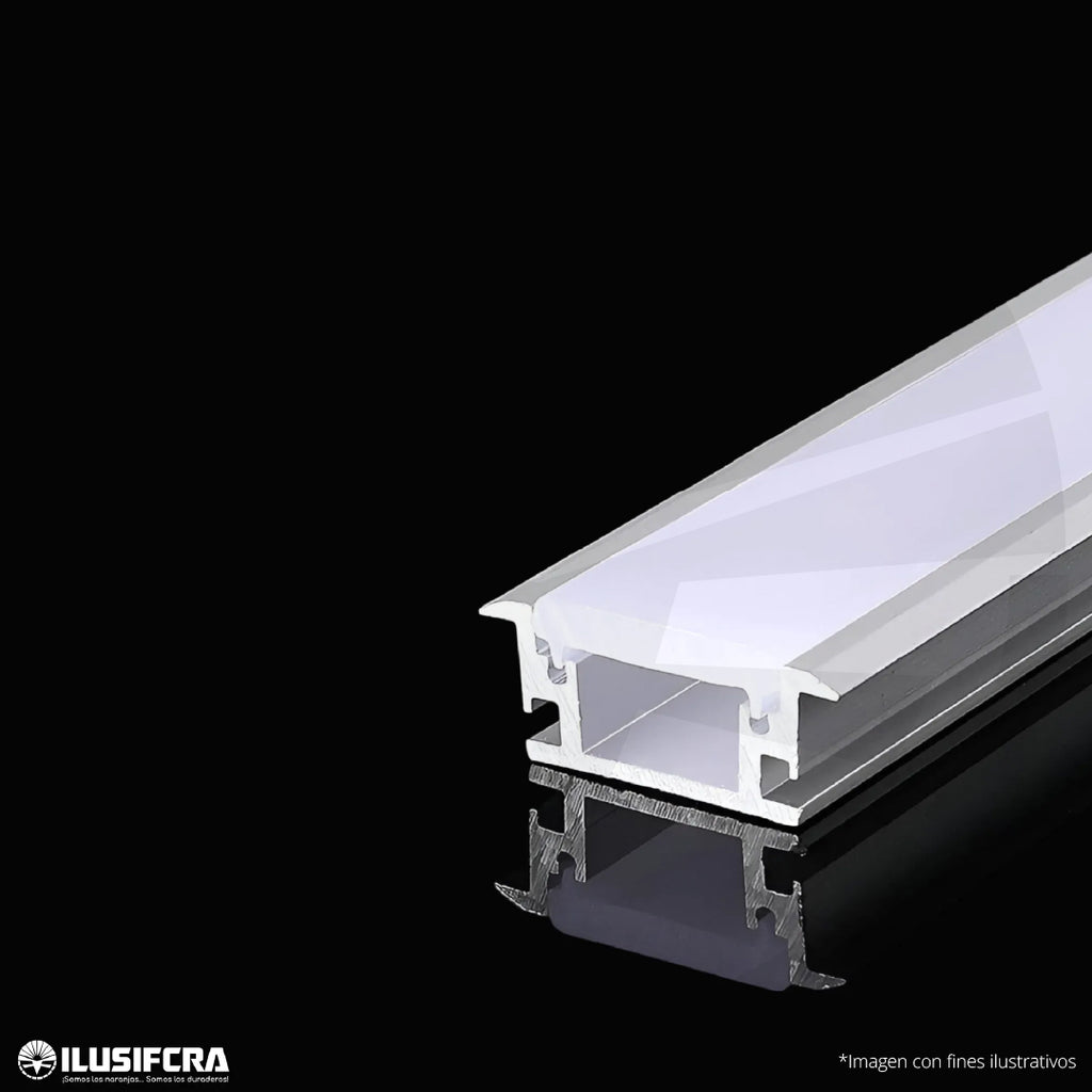 CANALETA ALUMINIO 1/2 EMPOTRAR CON DOBLE CEJA PARA CINTA LED 3 METROS PGY-201