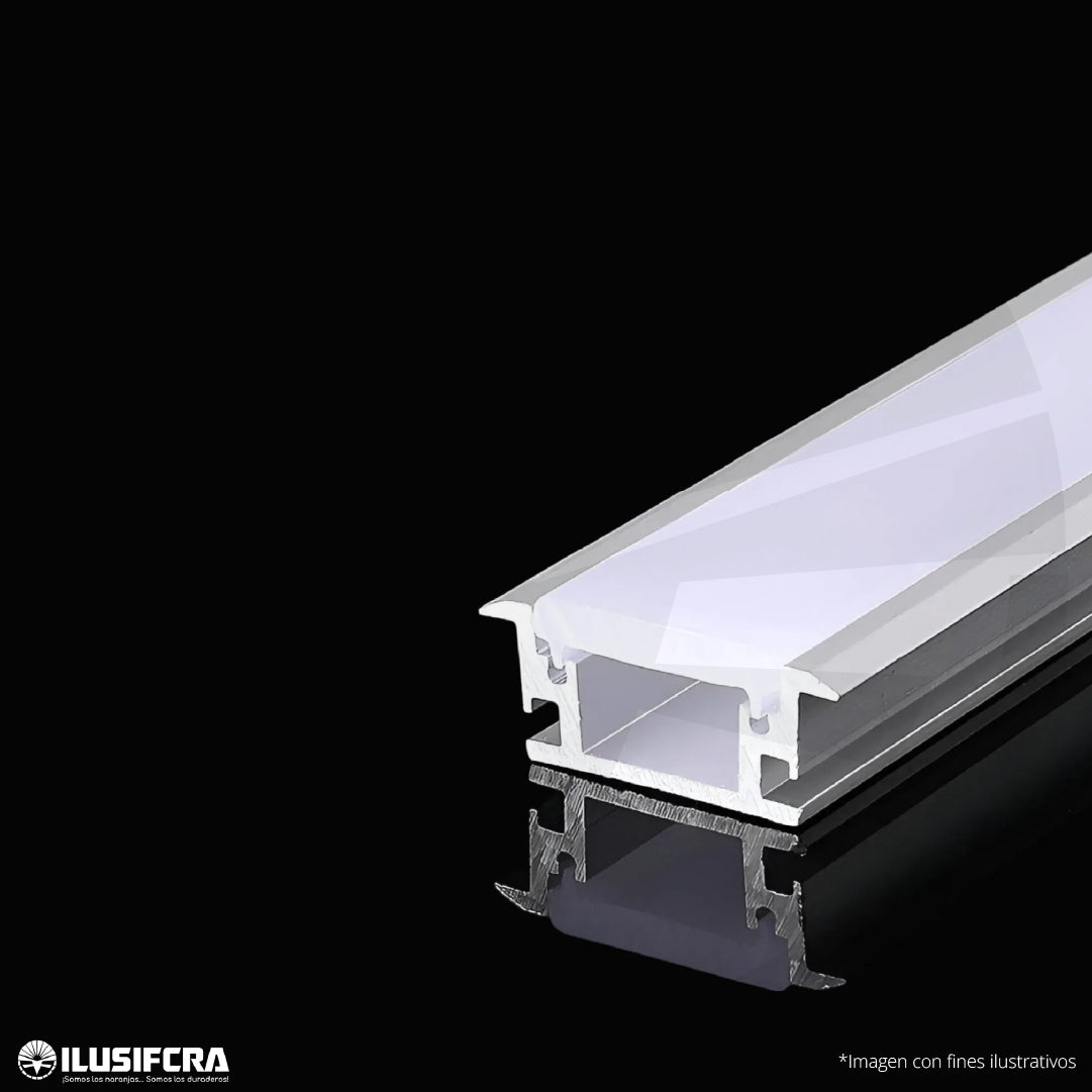 CANALETA ALUMINIO 1/2 EMPOTRAR CON DOBLE CEJA PARA CINTA LED 3 METROS PGY-201